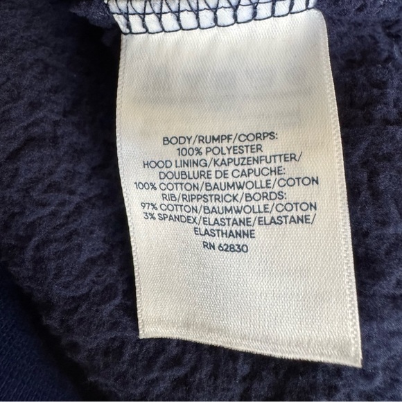 Lands' End Sherpa Pullover Hoodie Sweatshirt Deep Sea Navy Blue Size S 6-7 NWT - Picture 4 of 4